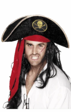 Smiffys Black Velour Buccaneer Hat Accessory