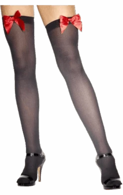 Smiffys Womens Red Bow Black Stockings