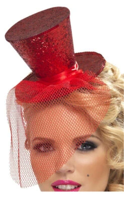 Smiffys Red Glitter Mini Top Hat