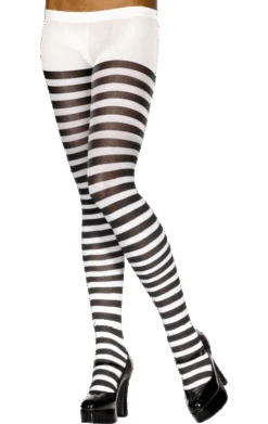 Smiffys Womens Black And White Striped Tights