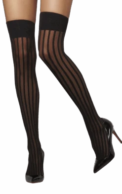 Smiffys Womens Black Striped Stockings