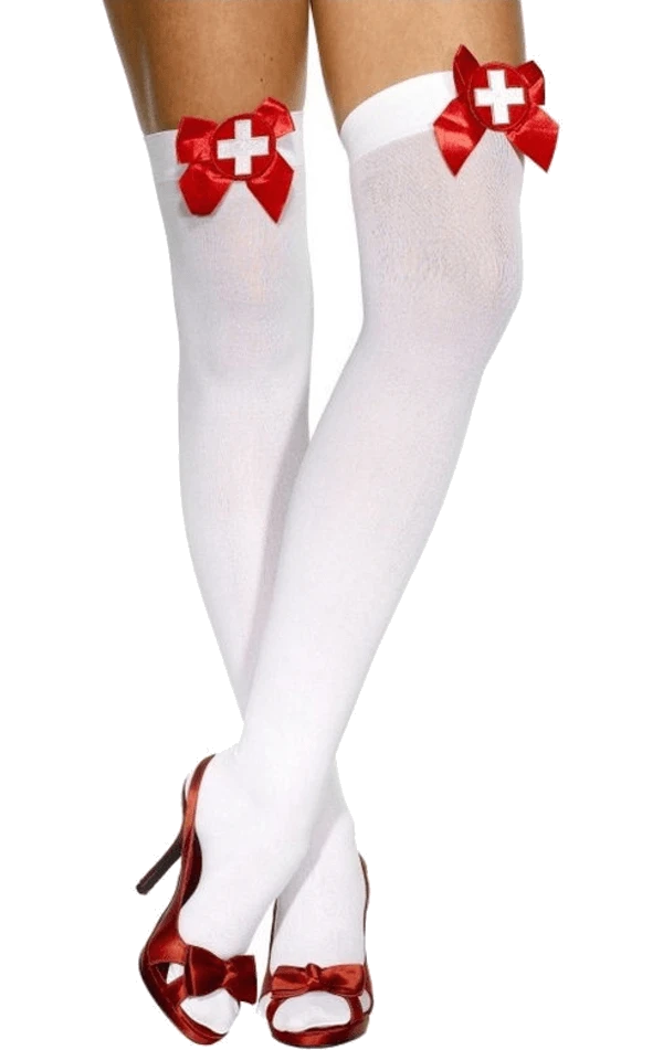 Smiffys Adult Nurse Thigh High Stockings 3 Smiffys Adult Nurse Thigh High Stockings