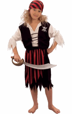 Childrens Striped Pirate Girl Costume