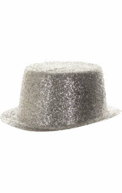 Silver Glitter Top Hat Accessory