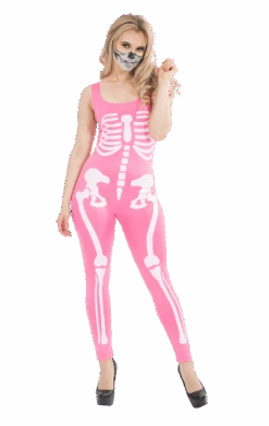 Womens Pink Skeleton Jumpsuit