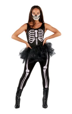 Womens Skeleton Tutu Jumpsuit Costume