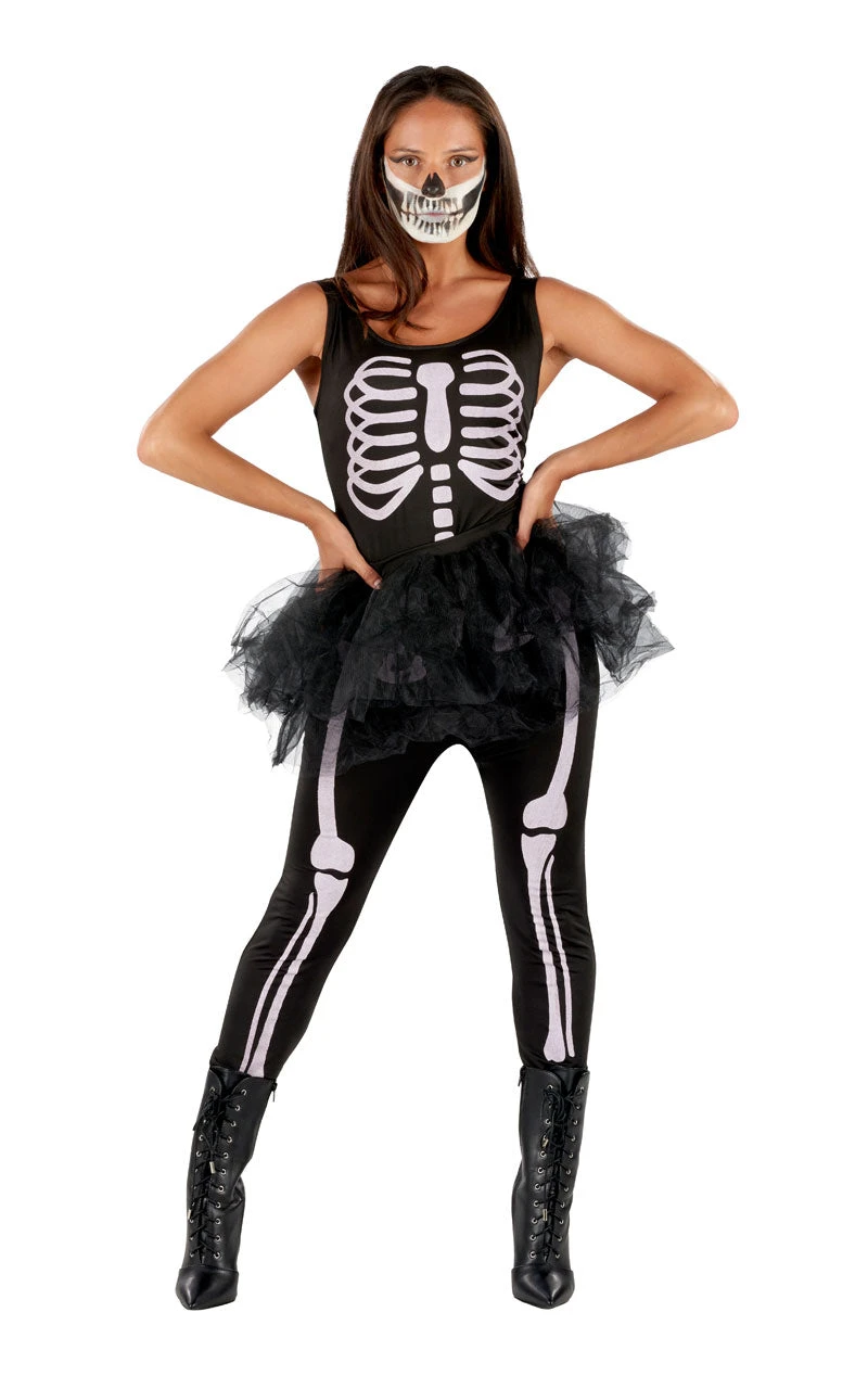 Womens Skeleton Tutu Jumpsuit Costume 3 Womens Skeleton Tutu Jumpsuit Costume