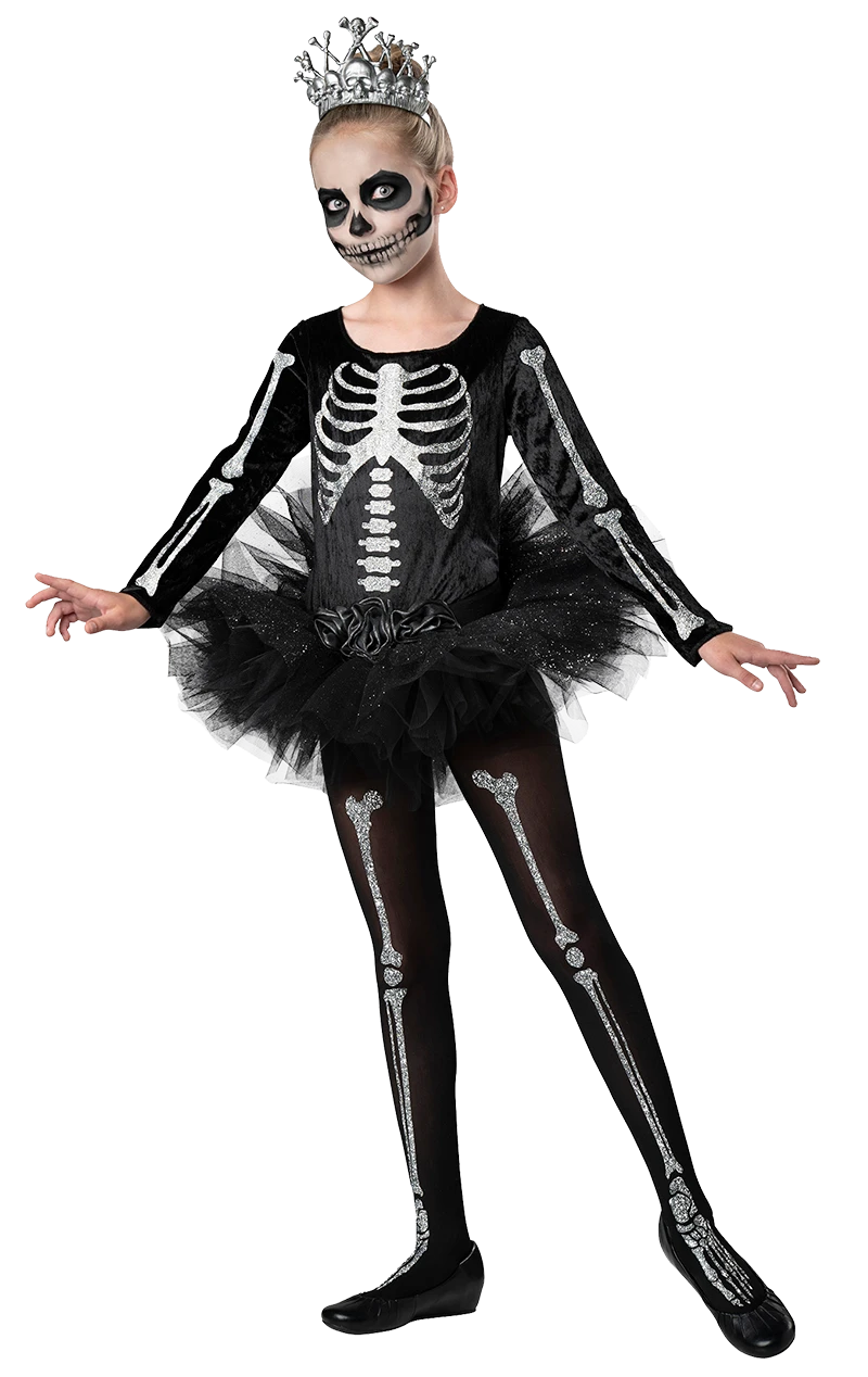 Girls Skeleton Ballerina Halloween Costume 3 Girls Skeleton Ballerina Halloween Costume