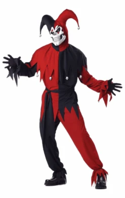 Adult Red And Black Evil Jester Costume