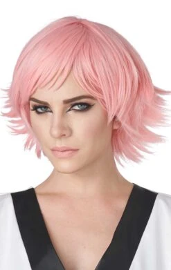 GENERIC Unisex Pink Feathered Cosplay Wig