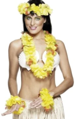 Smiffys Yellow Hawaiian Leis Accessory Set